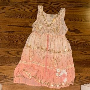 zury pink mirror work dress